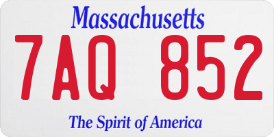 MA license plate 7AQ852