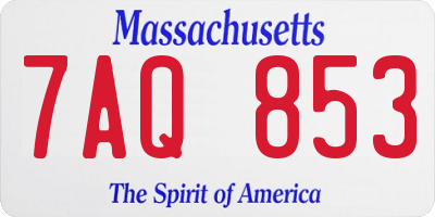 MA license plate 7AQ853
