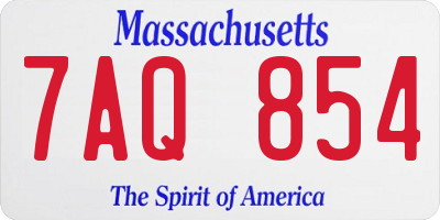 MA license plate 7AQ854