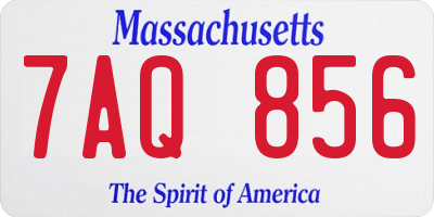 MA license plate 7AQ856