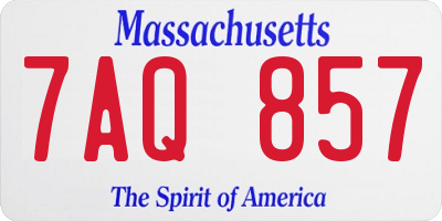 MA license plate 7AQ857