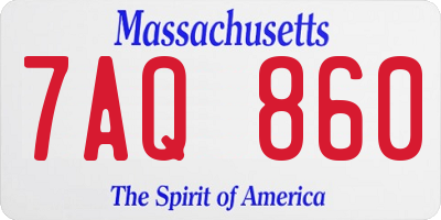MA license plate 7AQ860