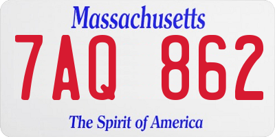 MA license plate 7AQ862