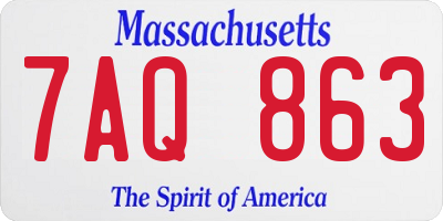MA license plate 7AQ863