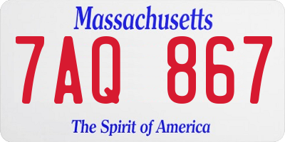 MA license plate 7AQ867