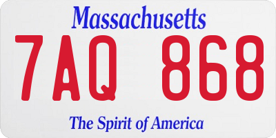 MA license plate 7AQ868