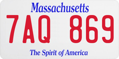 MA license plate 7AQ869