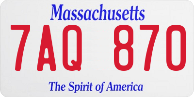 MA license plate 7AQ870