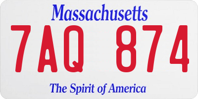 MA license plate 7AQ874