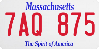 MA license plate 7AQ875
