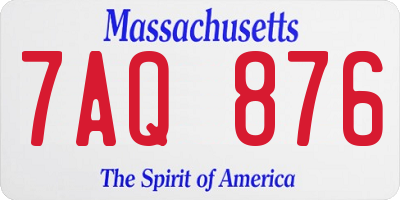 MA license plate 7AQ876
