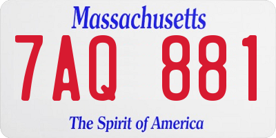 MA license plate 7AQ881