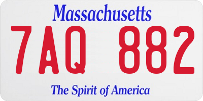 MA license plate 7AQ882