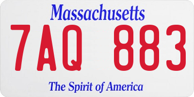 MA license plate 7AQ883