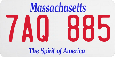MA license plate 7AQ885