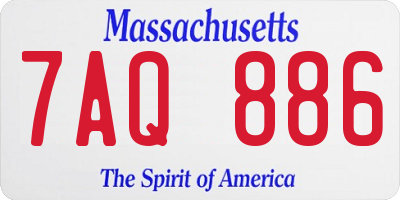 MA license plate 7AQ886