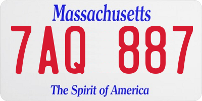 MA license plate 7AQ887