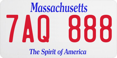 MA license plate 7AQ888