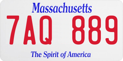 MA license plate 7AQ889