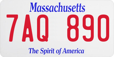 MA license plate 7AQ890