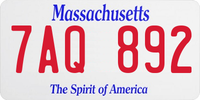 MA license plate 7AQ892