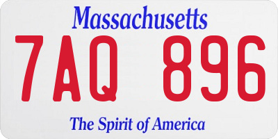MA license plate 7AQ896
