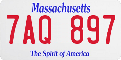MA license plate 7AQ897