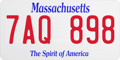MA license plate 7AQ898