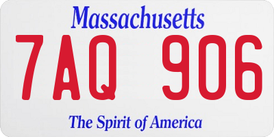 MA license plate 7AQ906