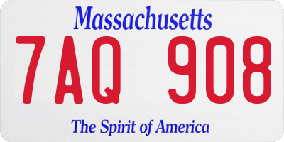 MA license plate 7AQ908