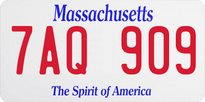 MA license plate 7AQ909