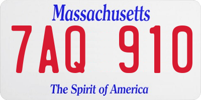 MA license plate 7AQ910