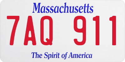 MA license plate 7AQ911