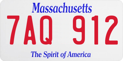 MA license plate 7AQ912
