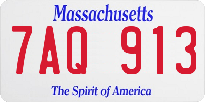 MA license plate 7AQ913