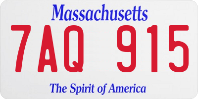 MA license plate 7AQ915