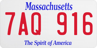 MA license plate 7AQ916