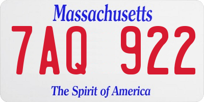 MA license plate 7AQ922