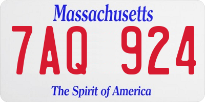 MA license plate 7AQ924