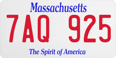 MA license plate 7AQ925
