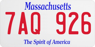 MA license plate 7AQ926