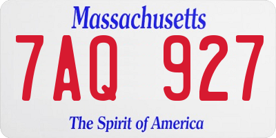 MA license plate 7AQ927