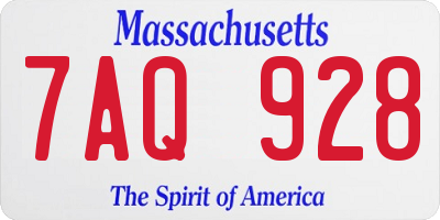 MA license plate 7AQ928