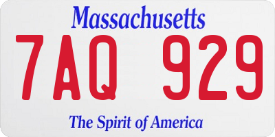 MA license plate 7AQ929