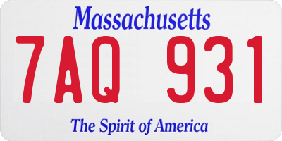 MA license plate 7AQ931