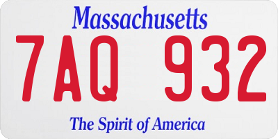 MA license plate 7AQ932
