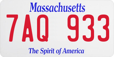 MA license plate 7AQ933
