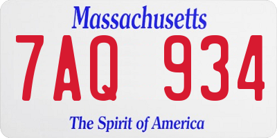 MA license plate 7AQ934
