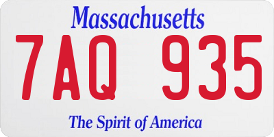 MA license plate 7AQ935