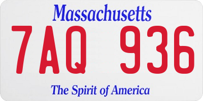 MA license plate 7AQ936